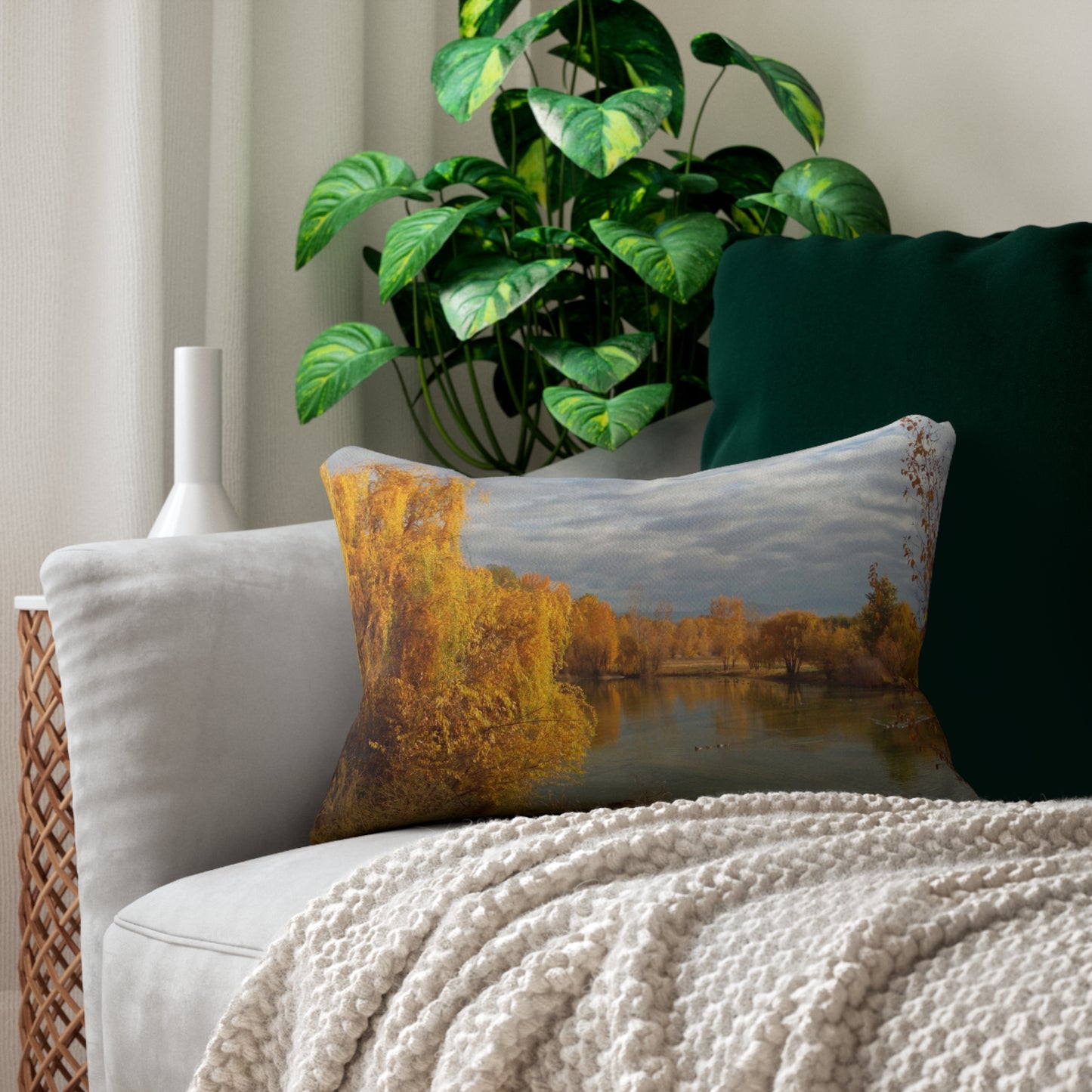 Autumn Peace Spun Polyester Lumbar Pillow