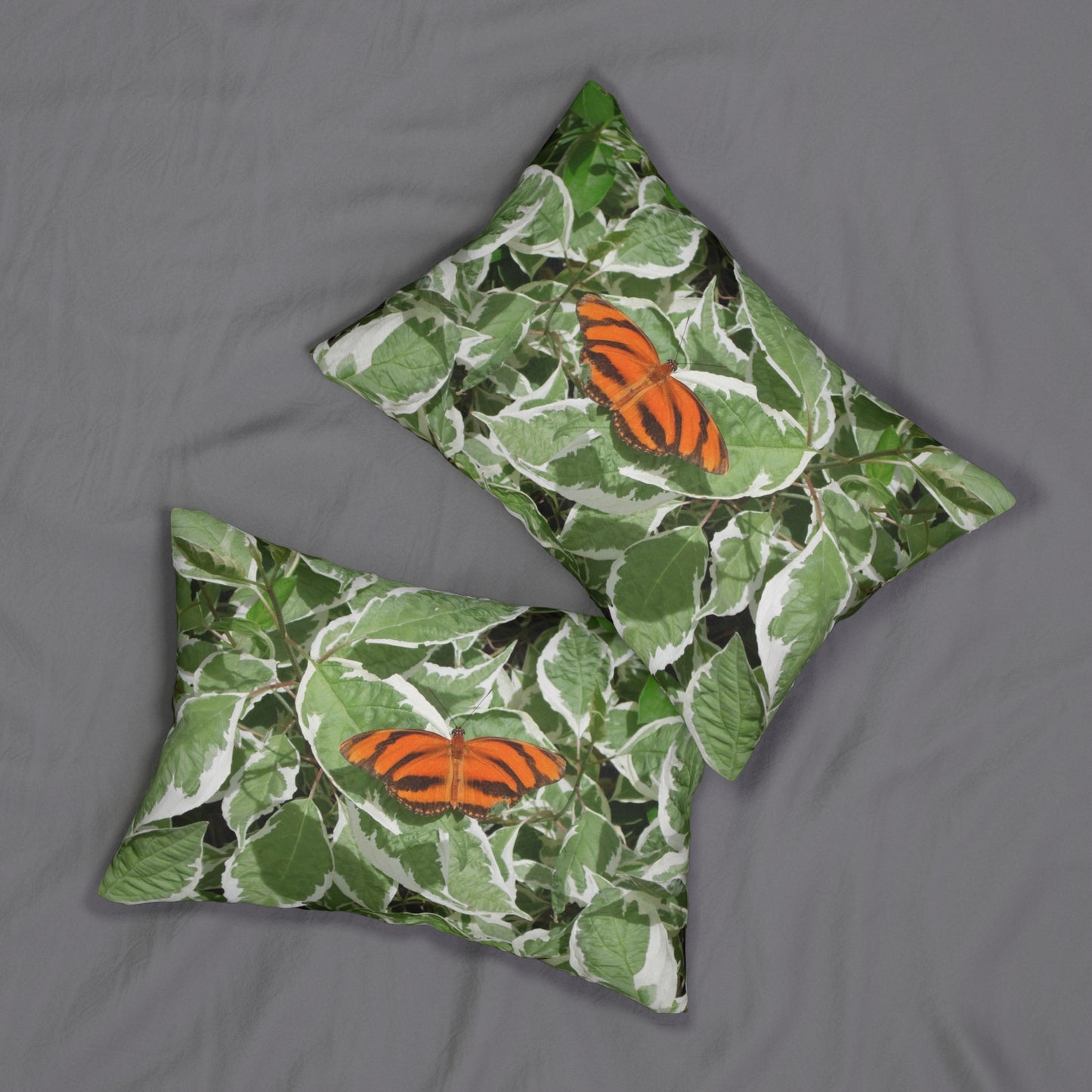 Leaves & Butterfly Spun Polyester Lumbar Pillow