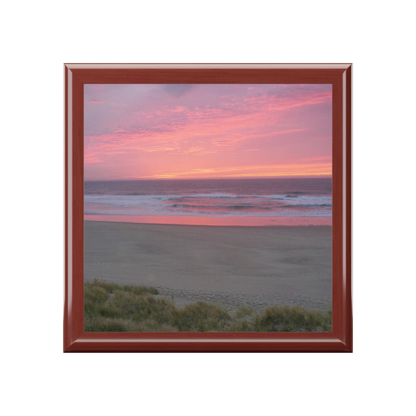 Pink Ocean Sunset Jewelry Box ~ 7.24"