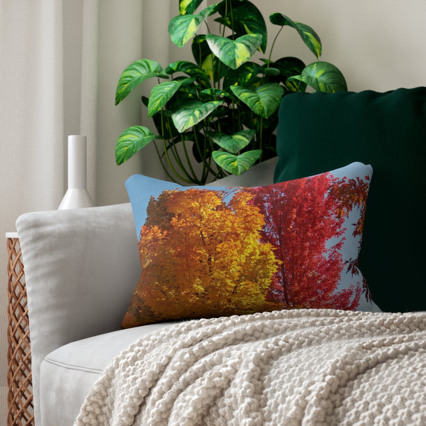 Autumn Bench Spun Polyester Lumbar Pillow