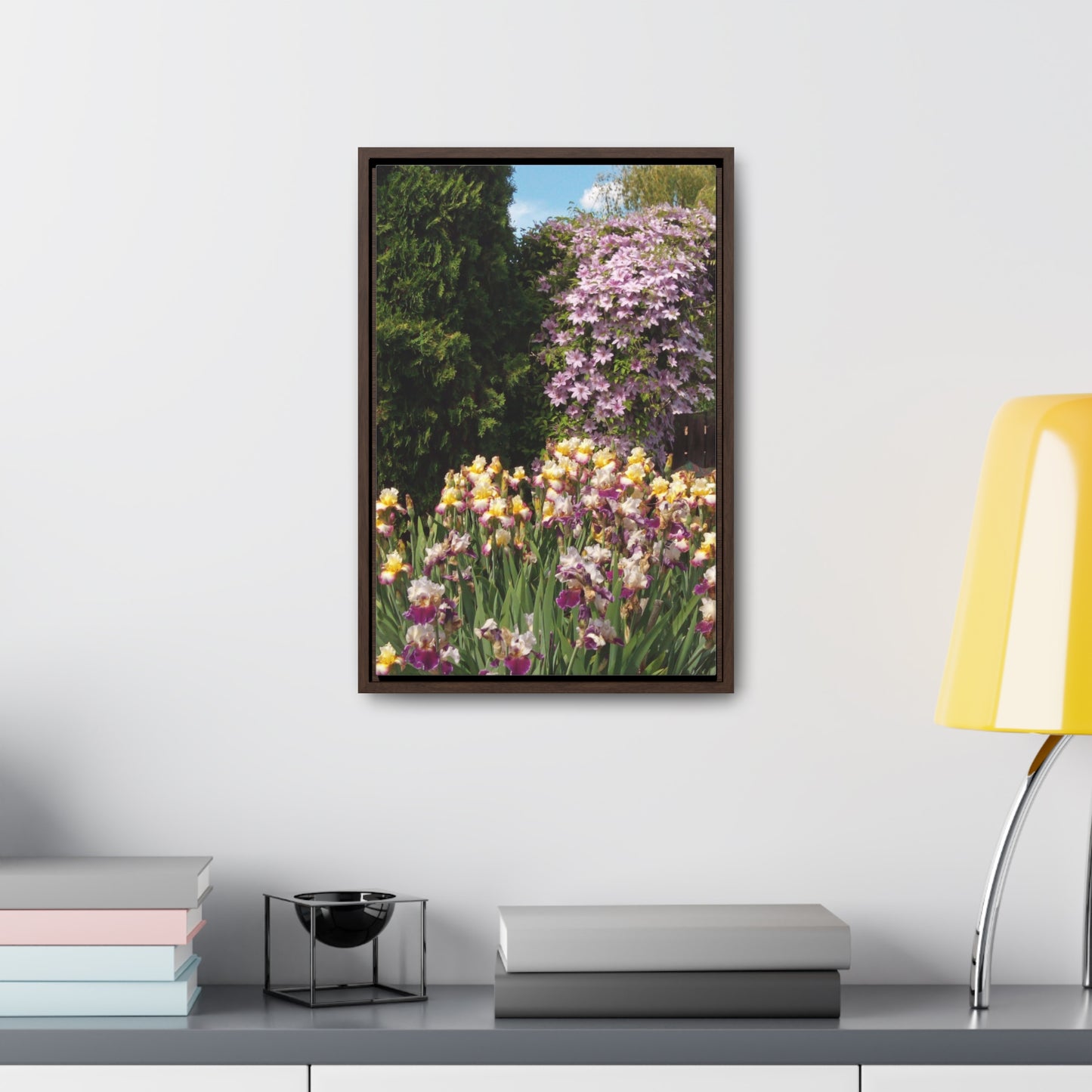 Sunny Iris Garden Gallery Canvas Wraps Framed