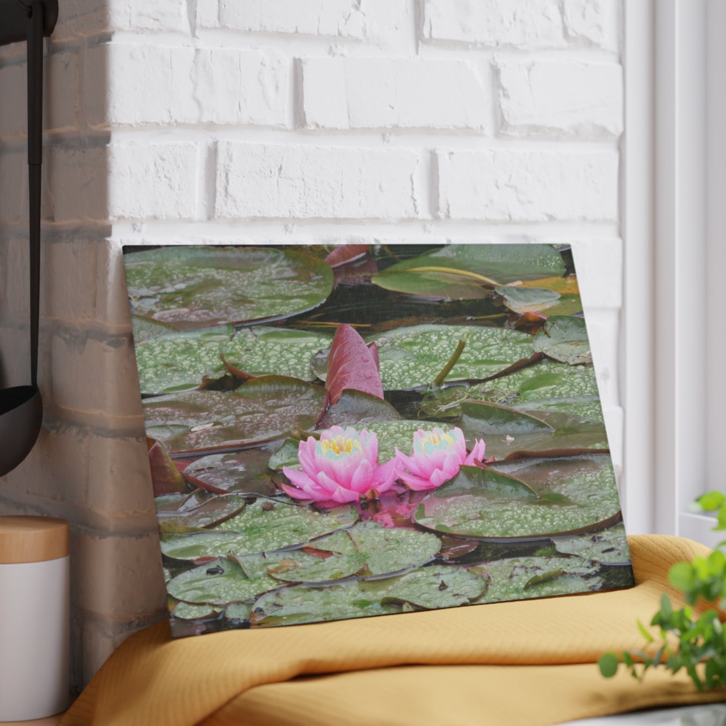 Water Lilies Glass Cutting Board Hand Wash