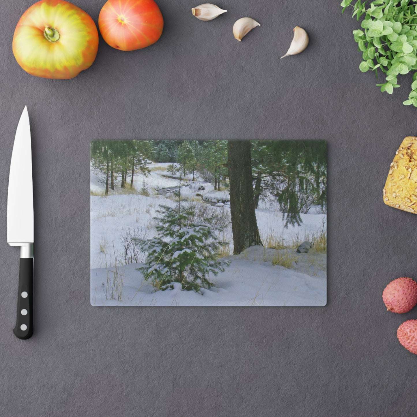 Christmas Tree Creek Cutting Board Dishwasher Safe