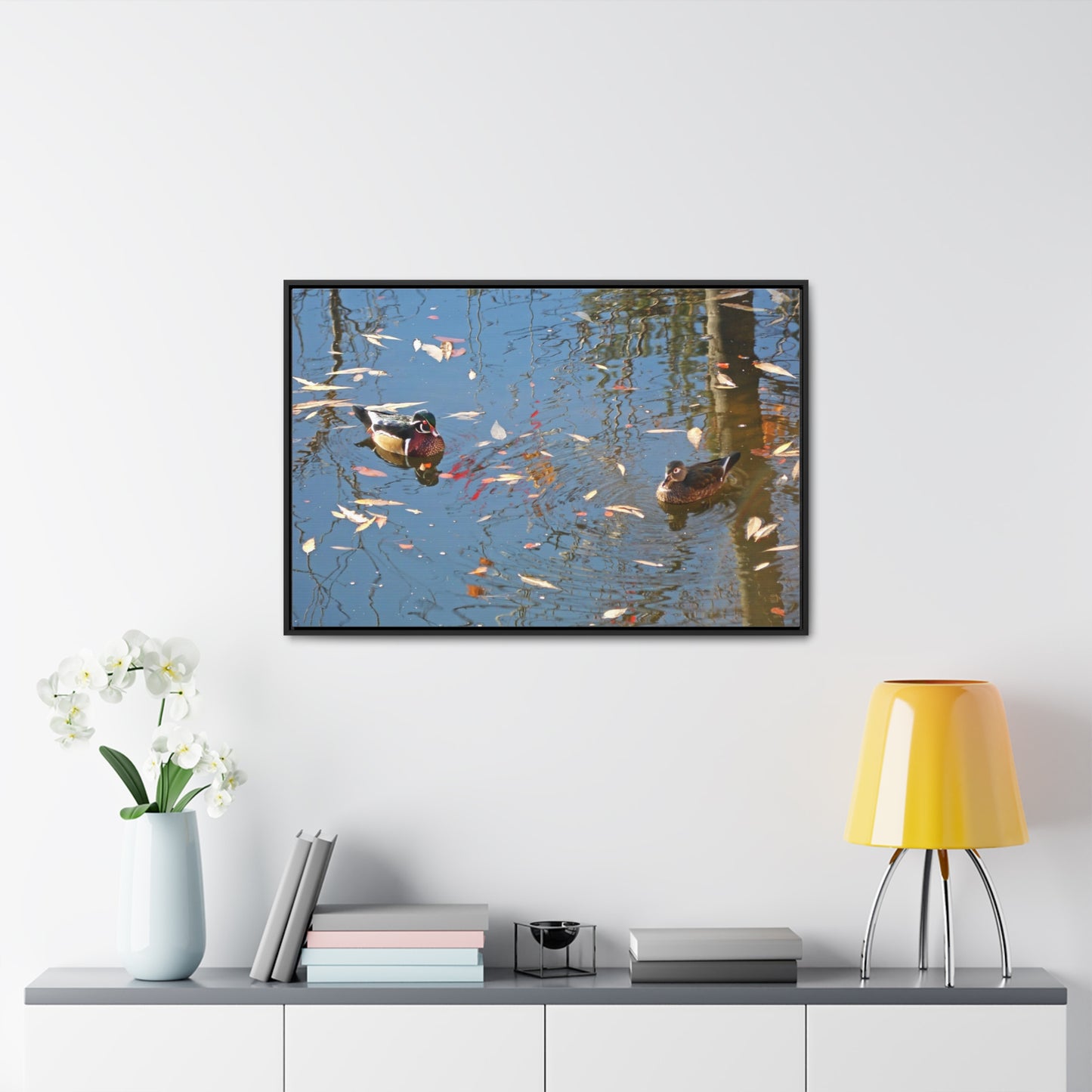 Autumn Wood Duck Couple Gallery Canvas Wraps Framed