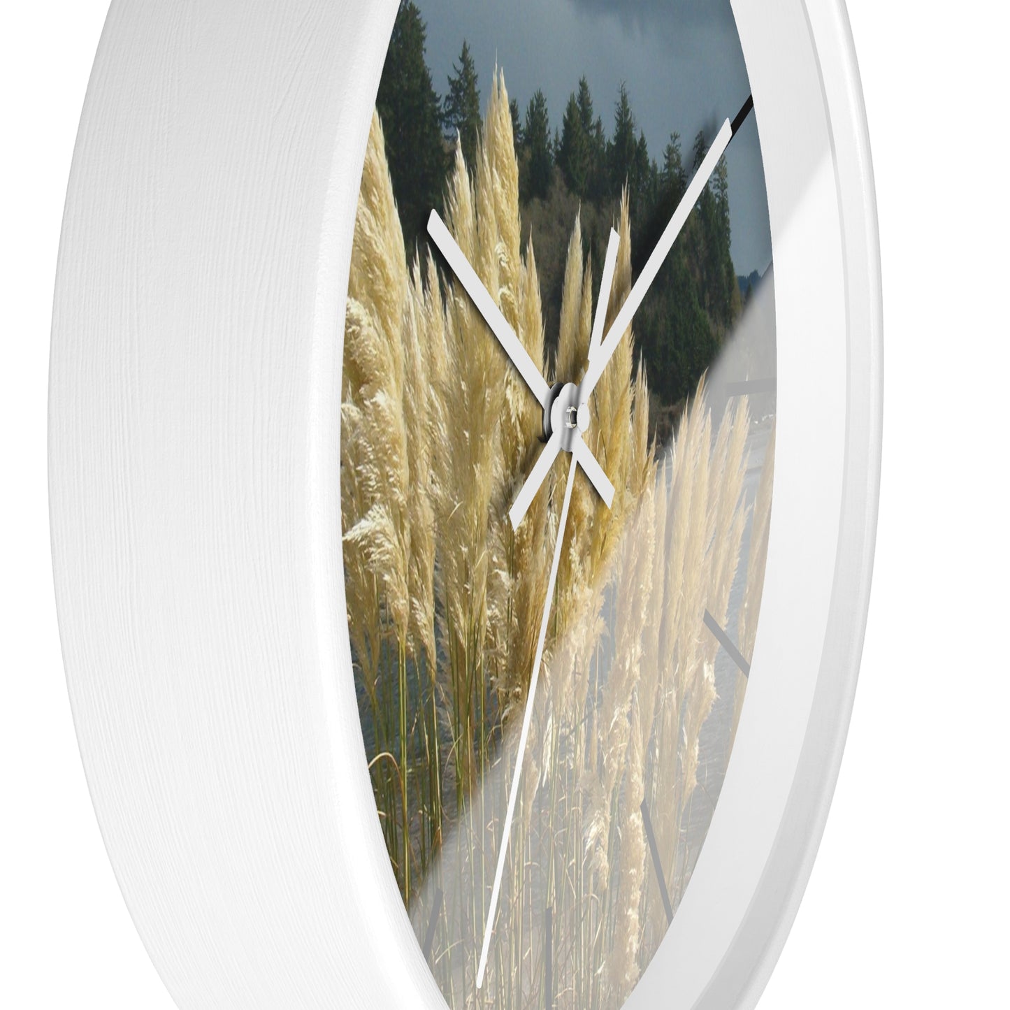 Golden Coastal Pampas Wall Clock