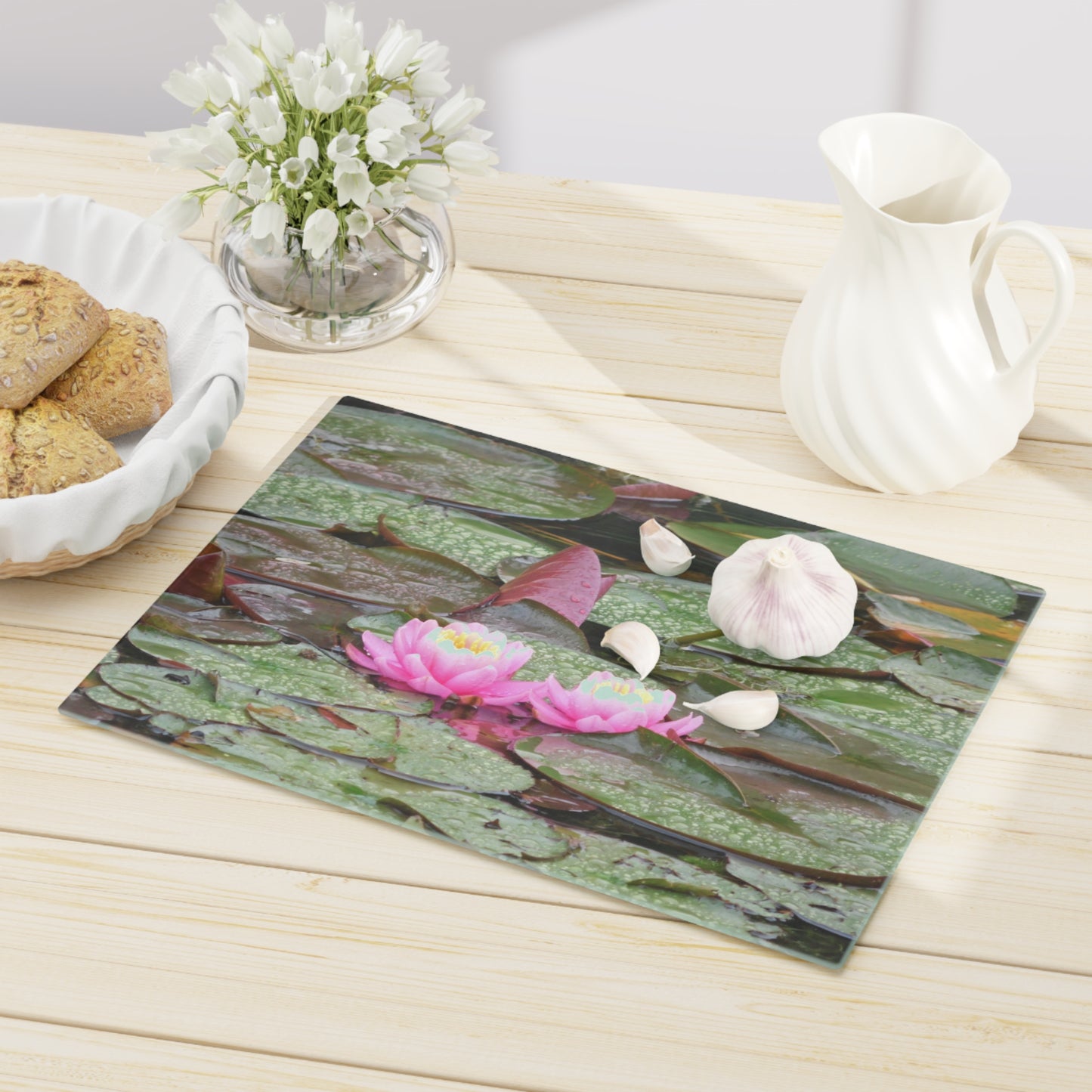 Water Lilies Cutting Board Dishwasher Safe