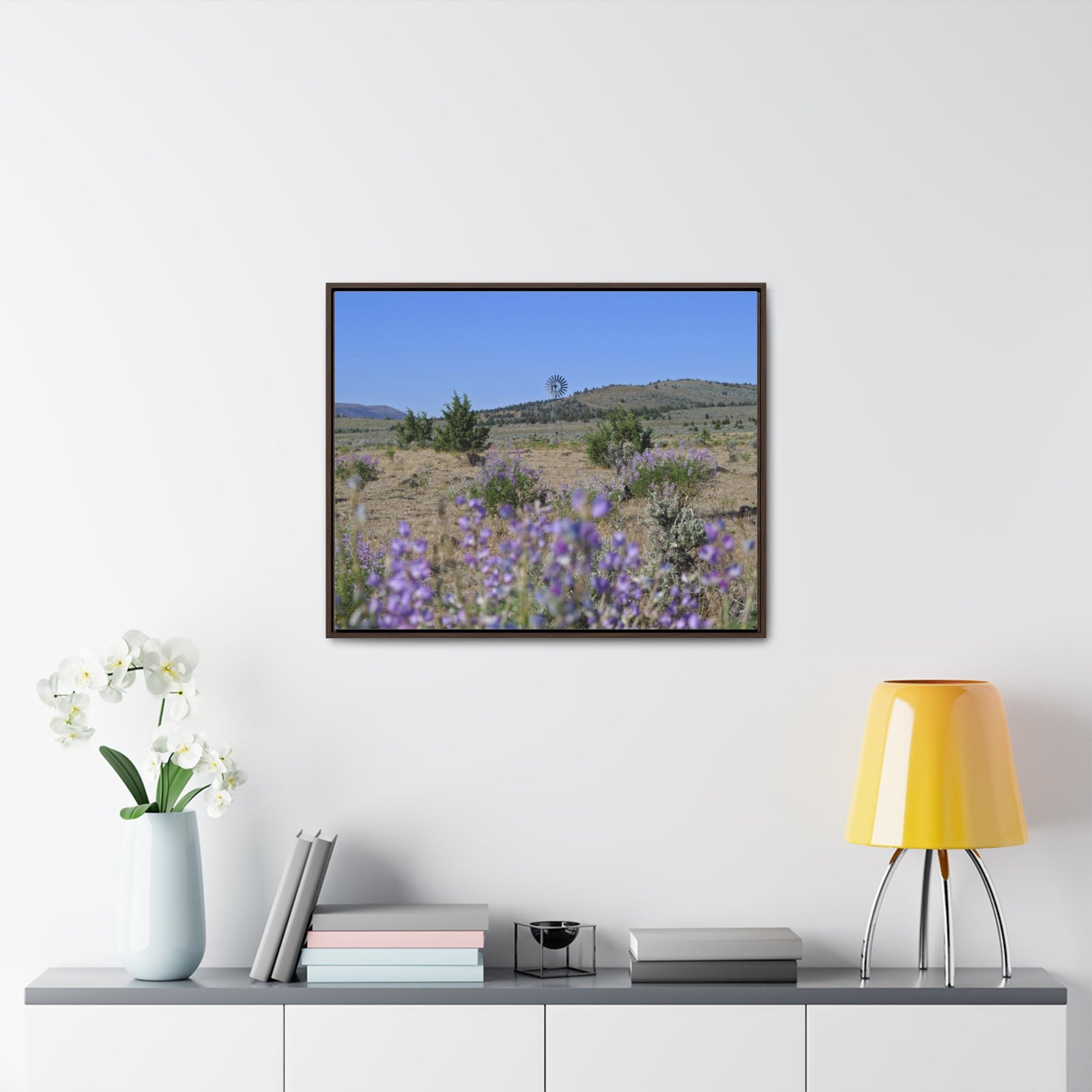 High Desert Lupine & Windmill Gallery Canvas Wraps Framed