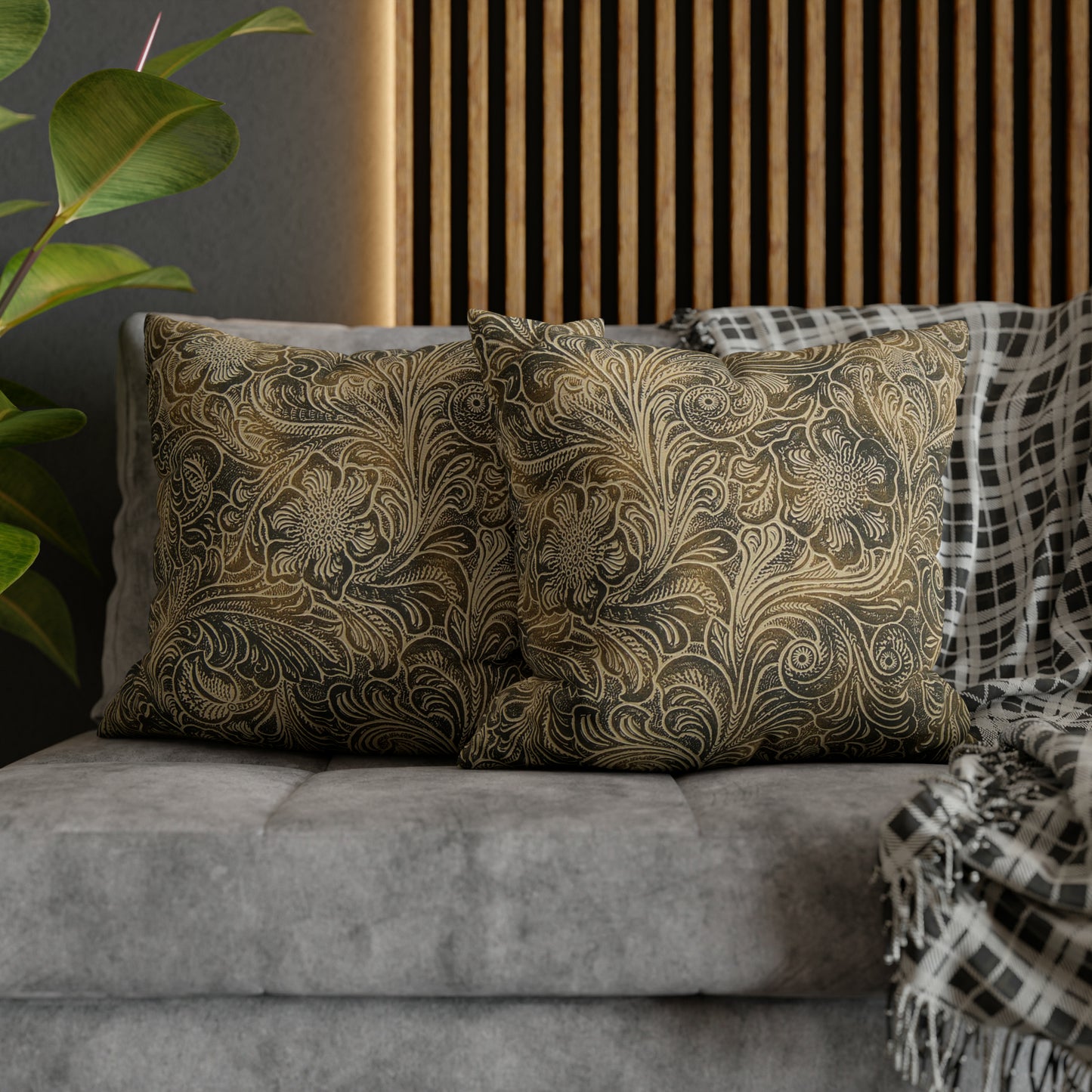 Western Leather Print Spun Polyester Pillow Case