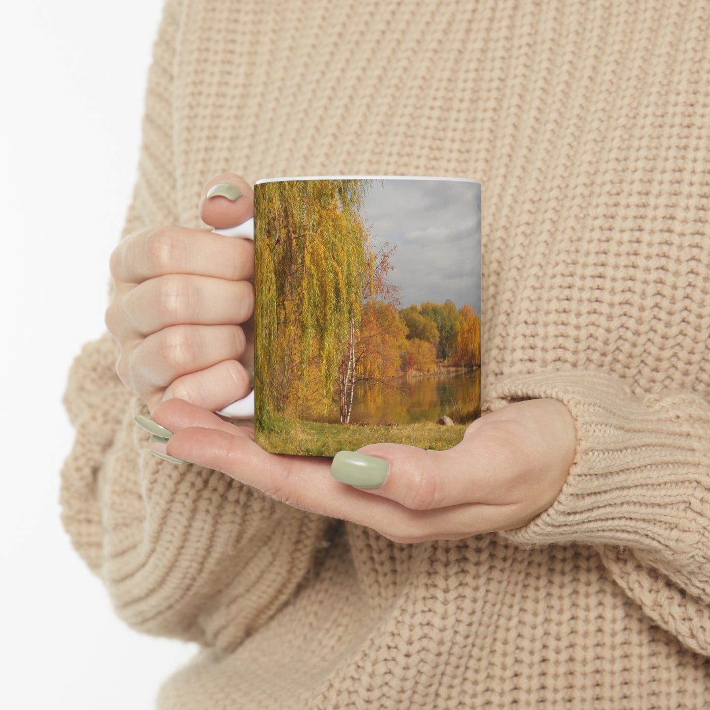 Golden Autumn Pond Ceramic Mug 11oz