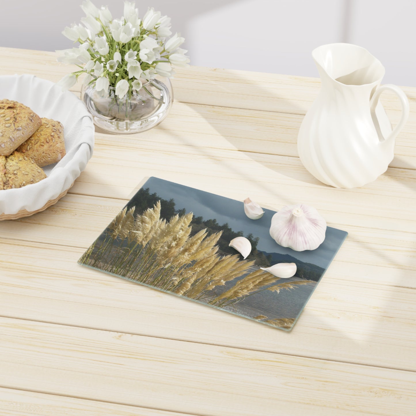 Golden Coastal Pampas Cutting Board Dishwasher Safe