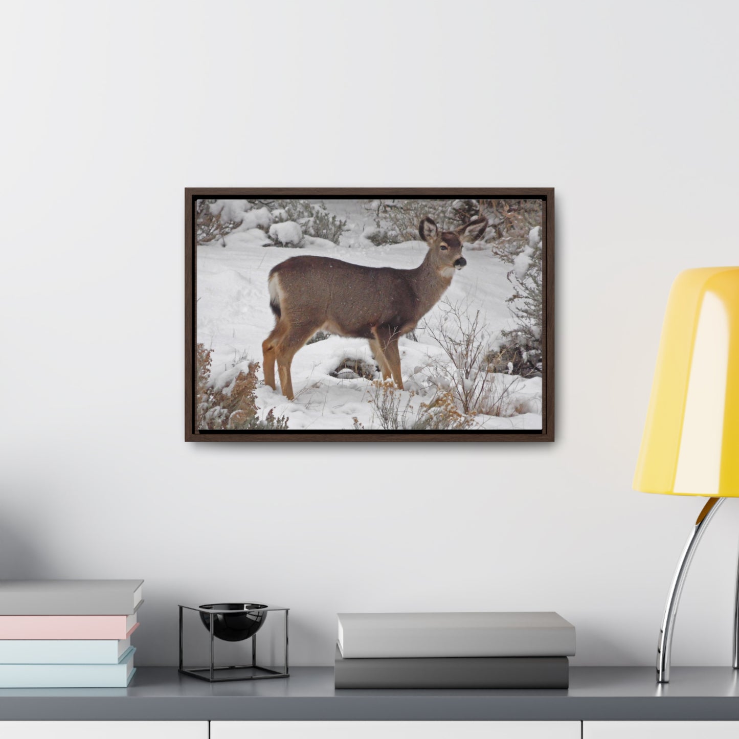 Snowy Deer Gallery Canvas Wraps Framed