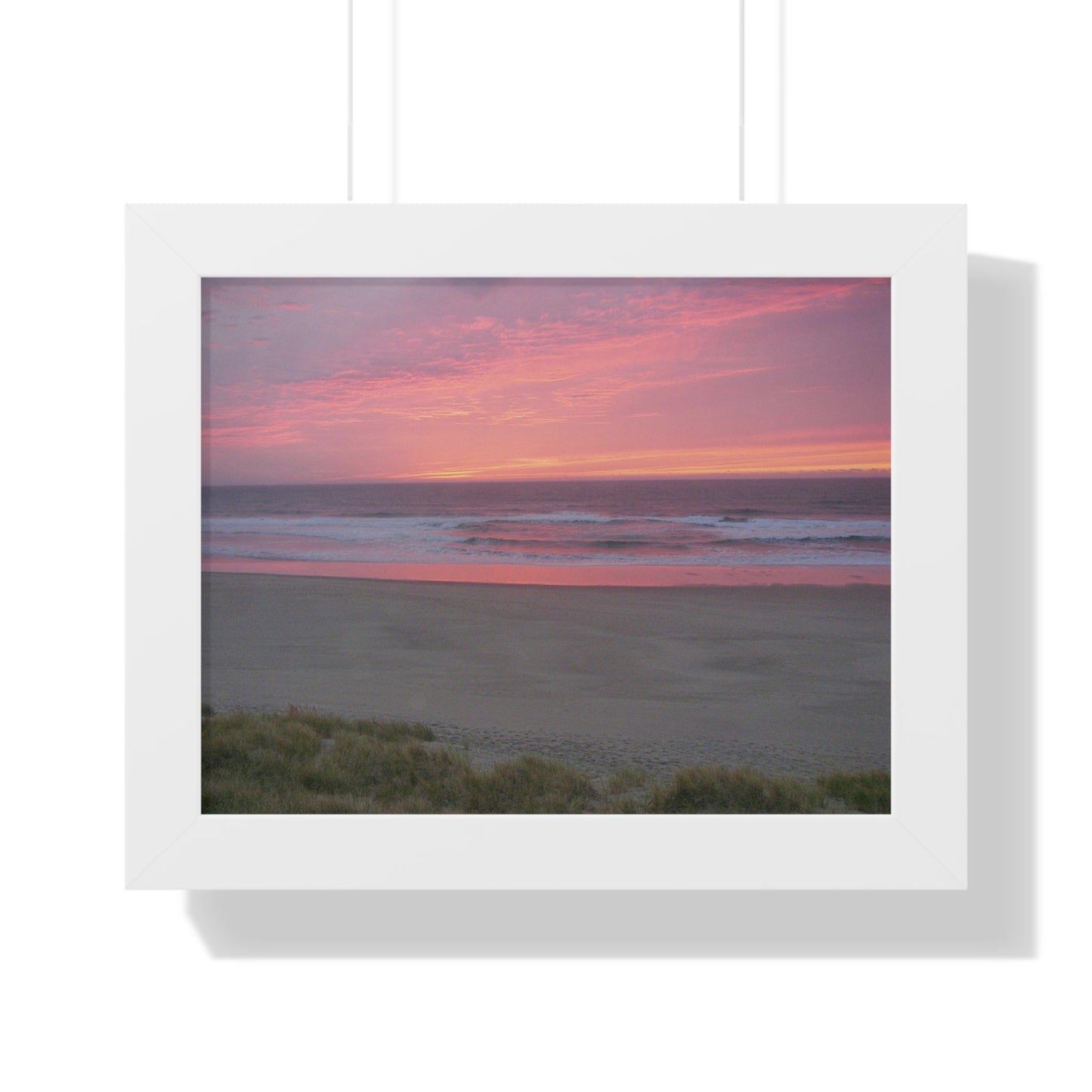 Pink Ocean Sunset Framed Horizontal Poster