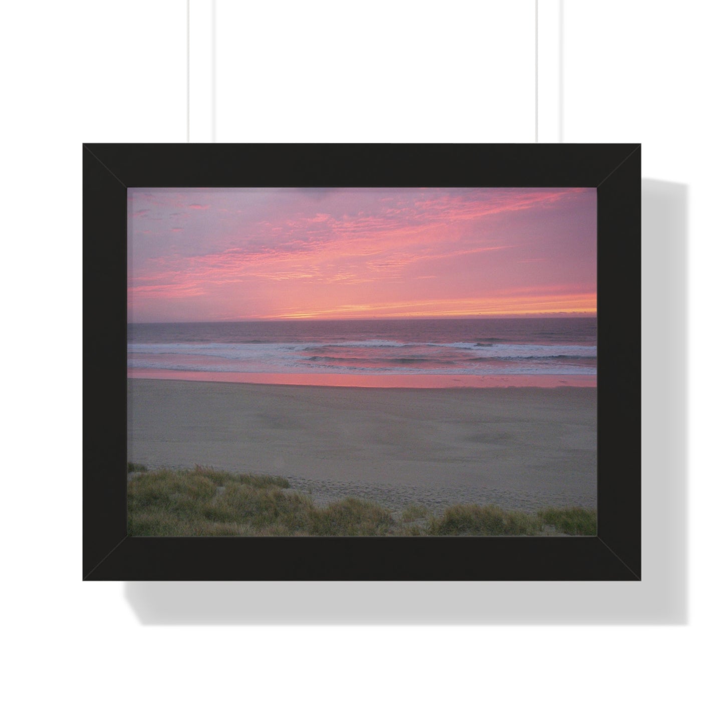 Pink Ocean Sunset Framed Horizontal Poster