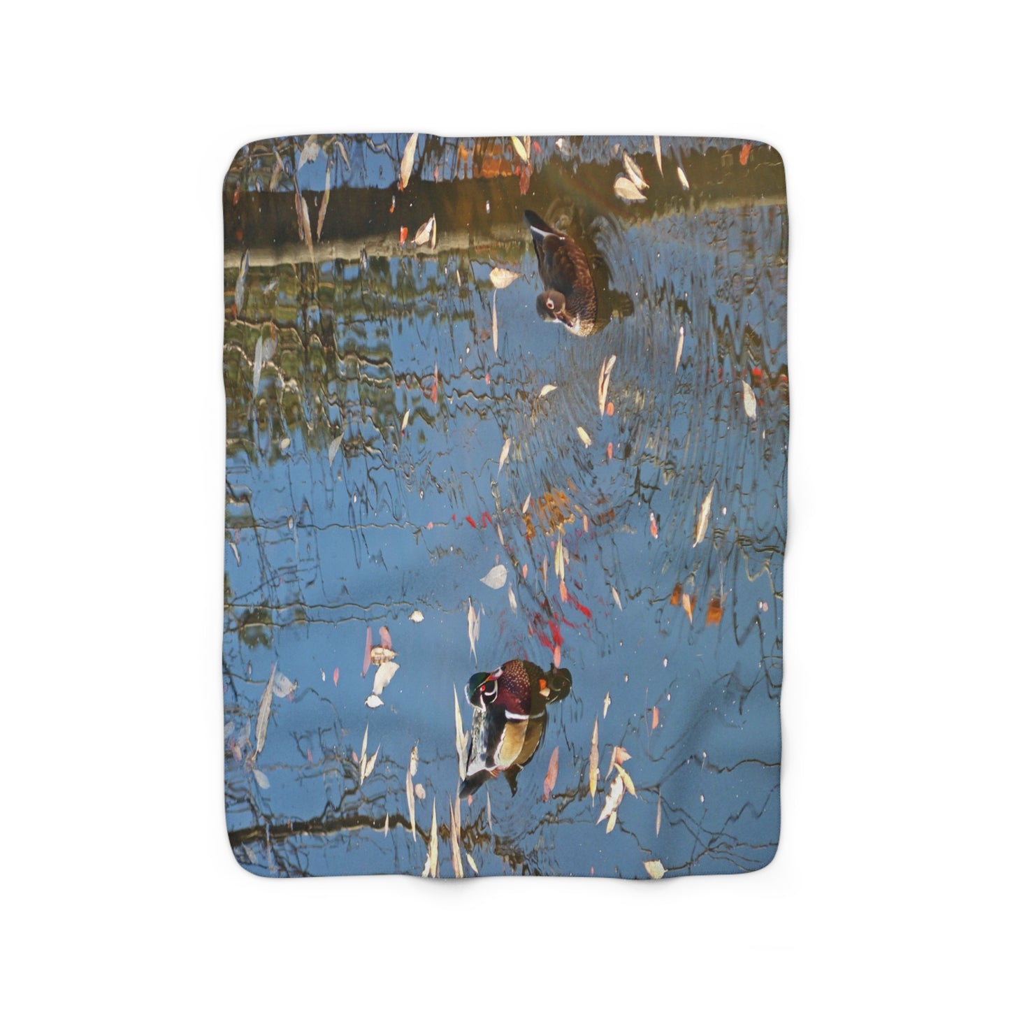 Autumn Wood Duck Couple Sherpa Fleece Blanket
