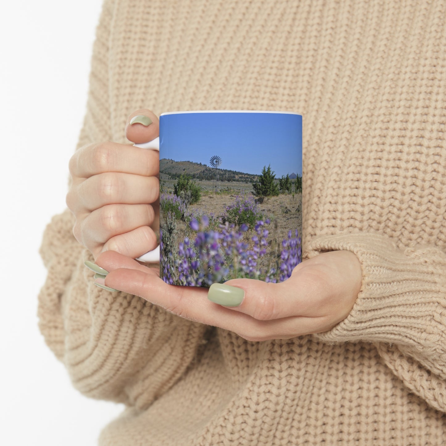 High Desert Lupine & Windmill Ceramic Mug 11oz