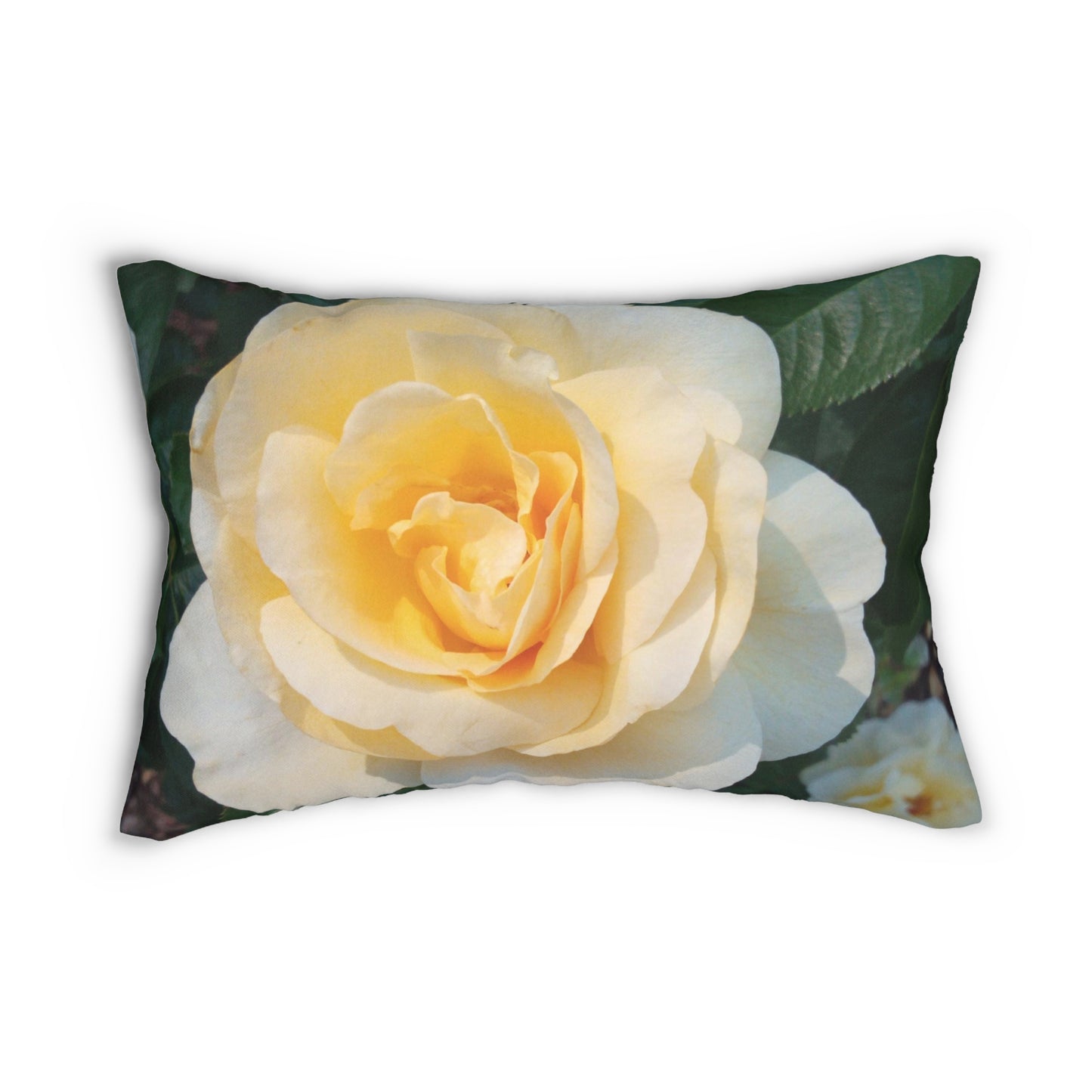 Cream Rose Spun Polyester Lumbar Pillow