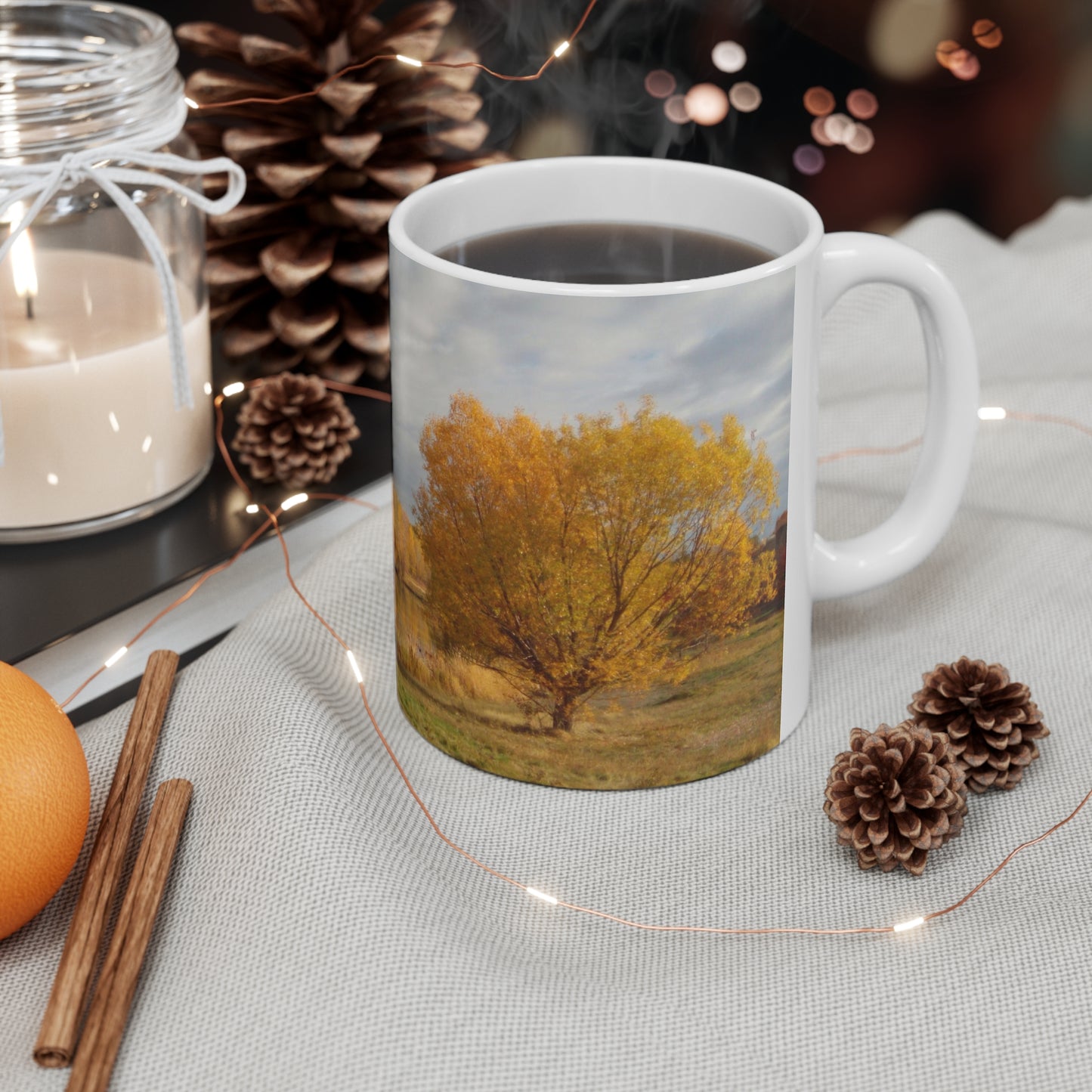Golden Autumn Pond Ceramic Mug 11oz