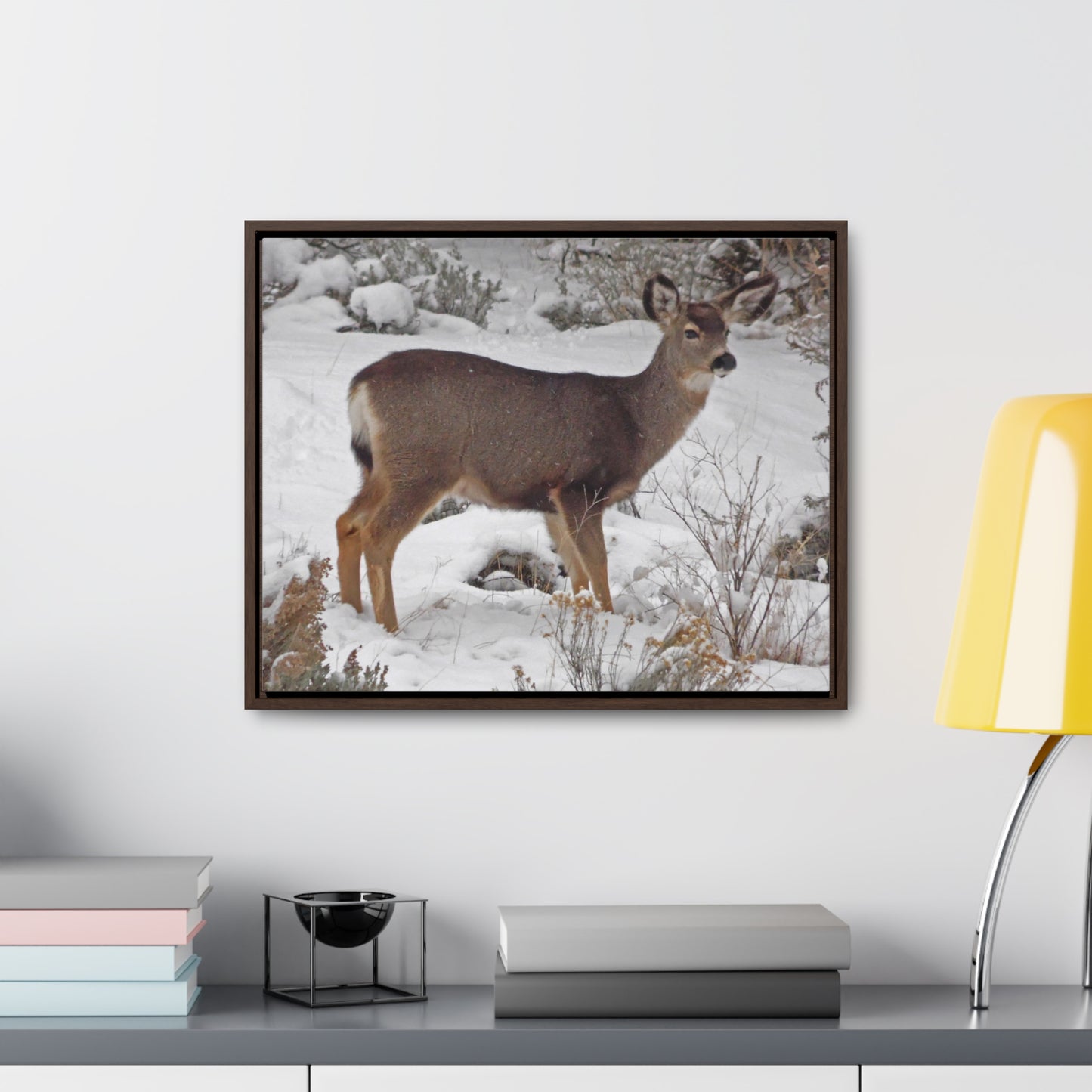 Snowy Deer Gallery Canvas Wraps Framed