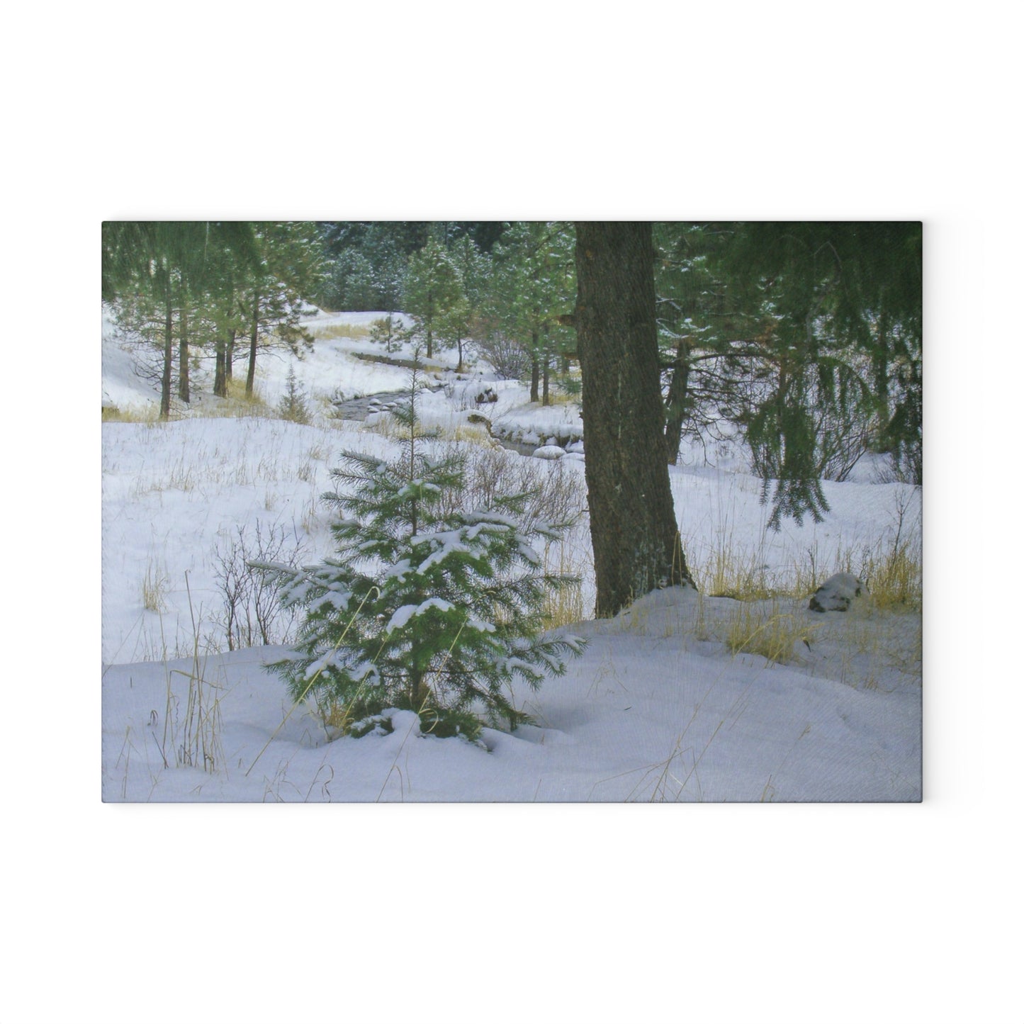 Christmas Tree Creek Glass Cutting Board Hand Wash