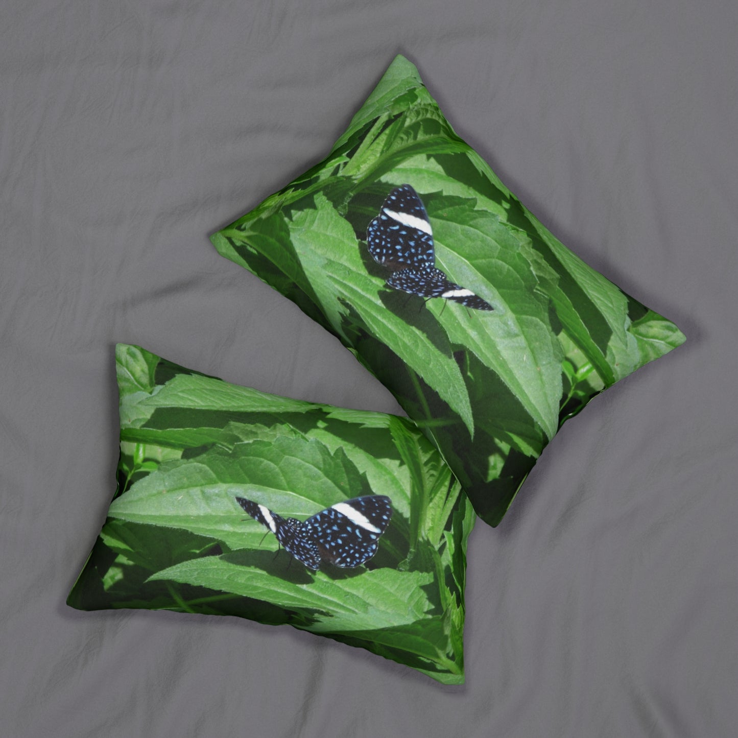 Sapphire Butterfly Spun Polyester Lumbar Pillow