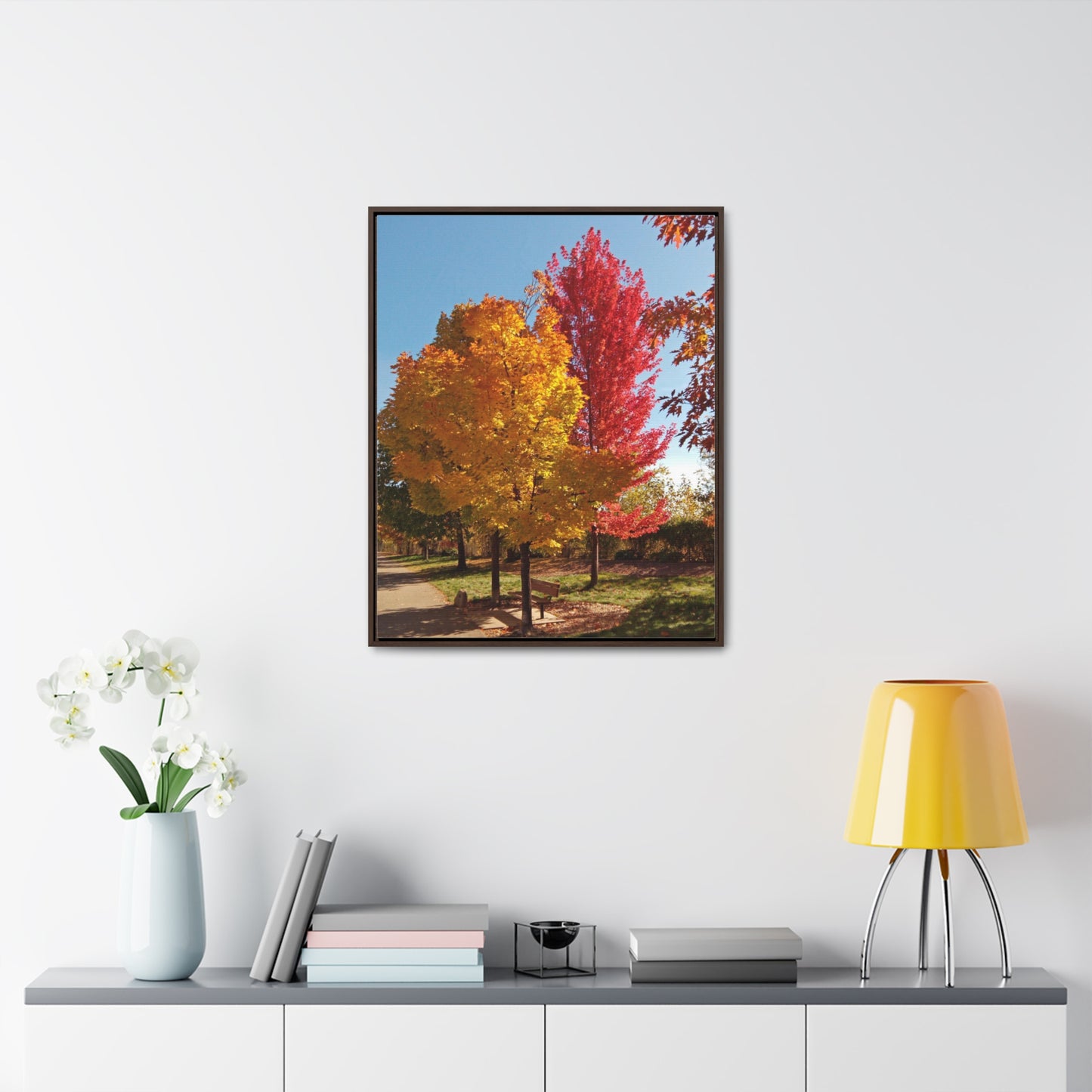 Autumn Bench Gallery Canvas Wraps Framed