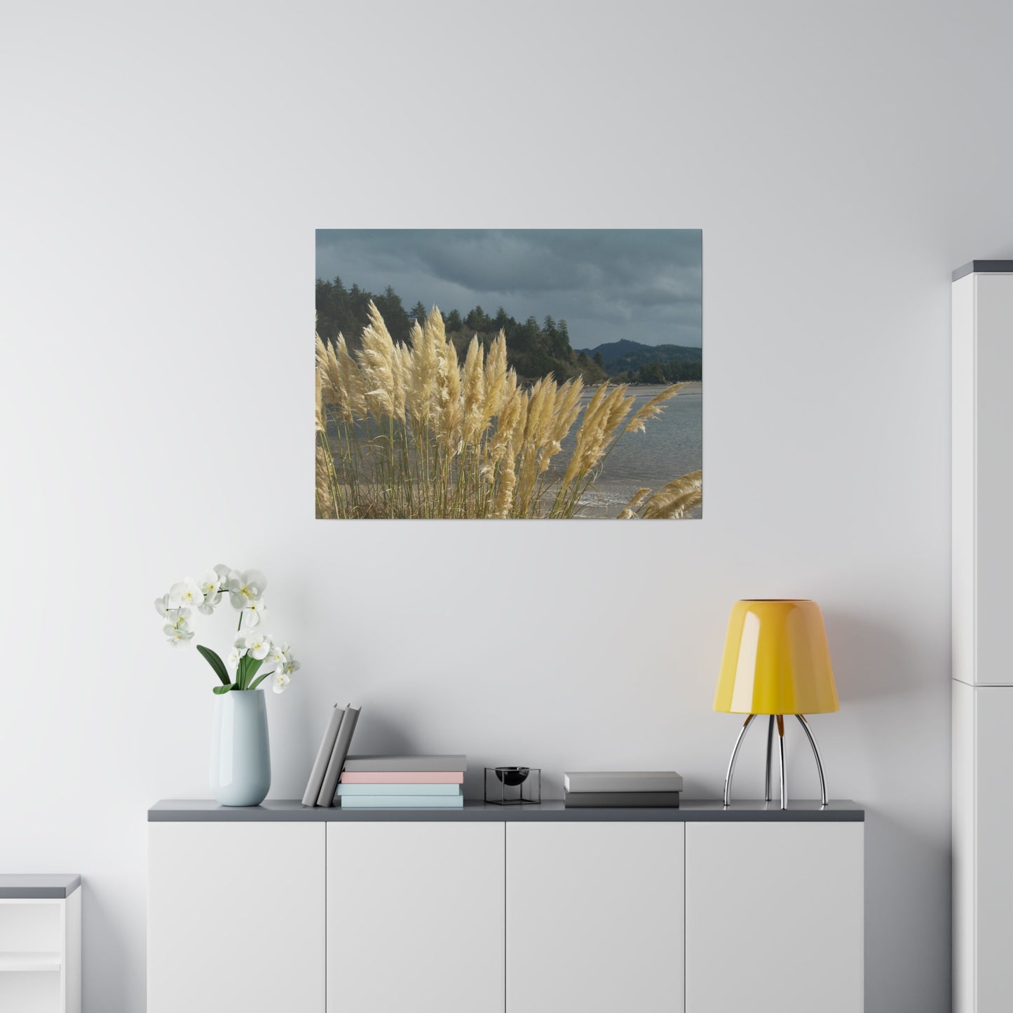 Golden Coastal Pampas Matte Canvas