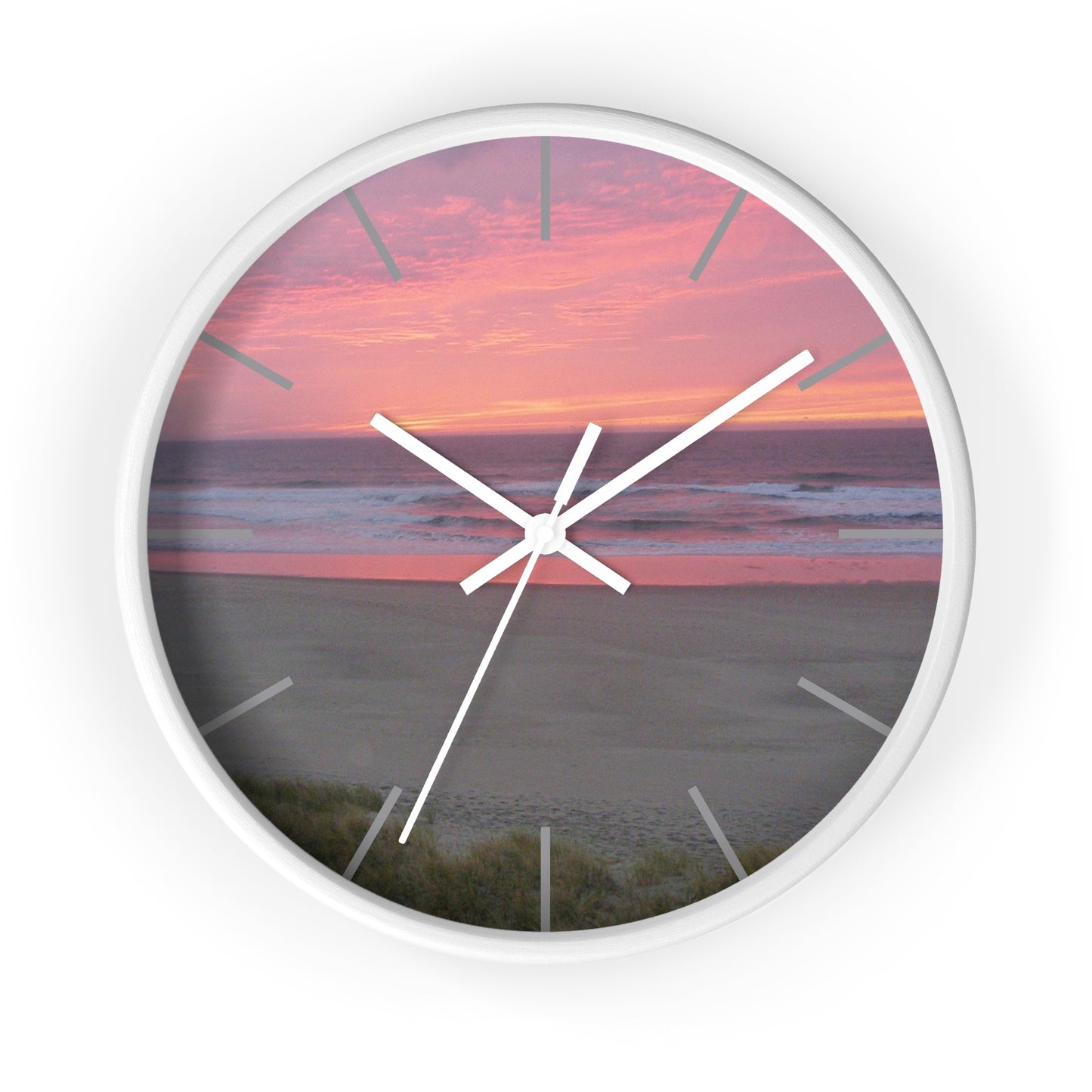 Pink Ocean Sunset Framed Wall Clock