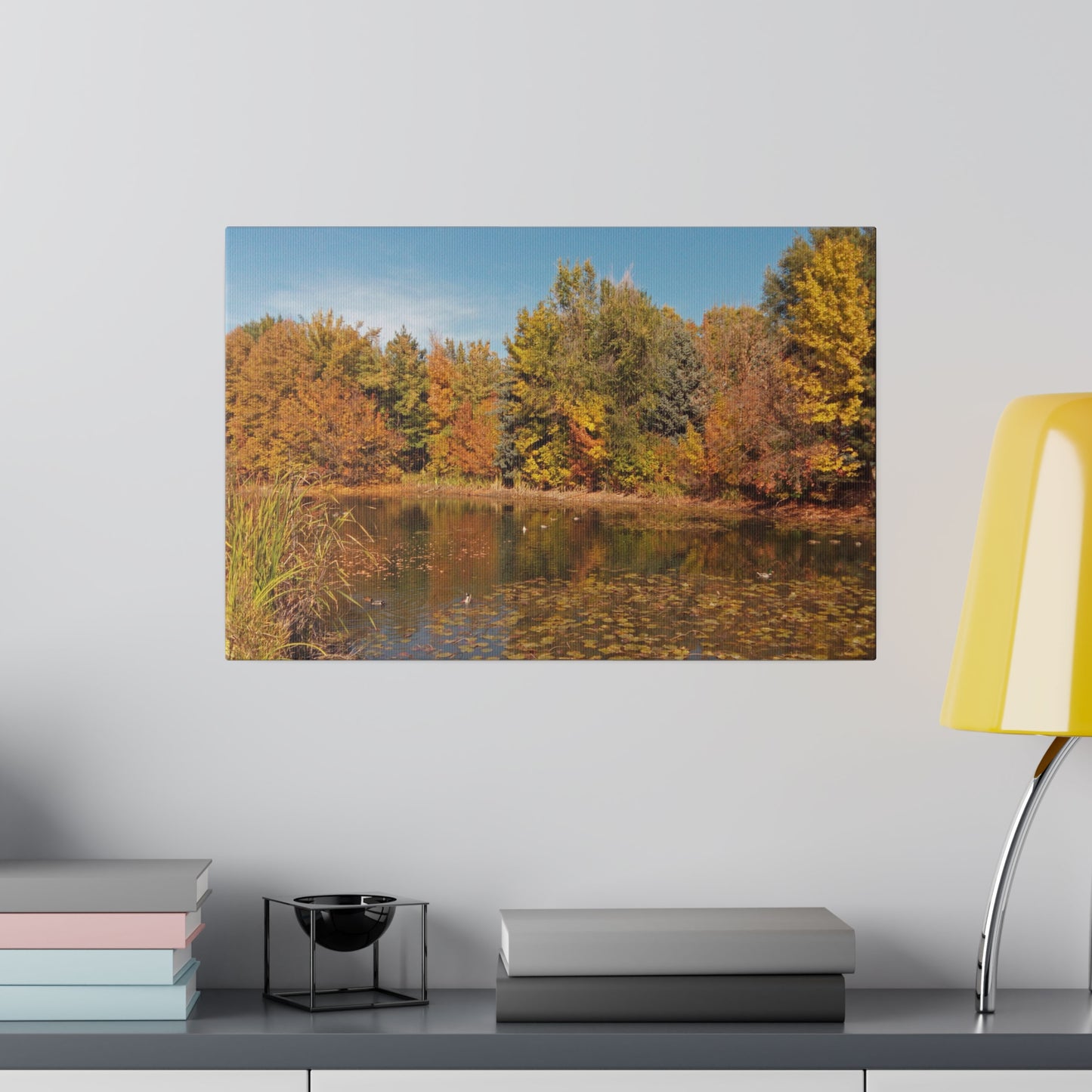 Autumn Duck Pond Matte Canvas