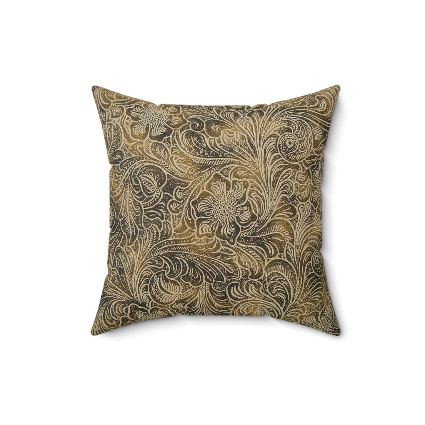 Western Leather Print Faux Suede Square Pillow