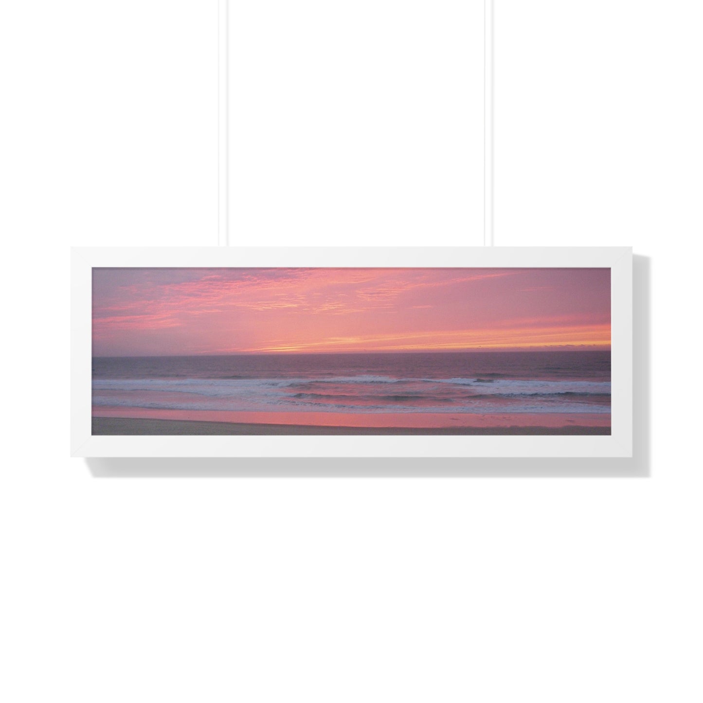 Pink Ocean Sunset Framed Horizontal Poster