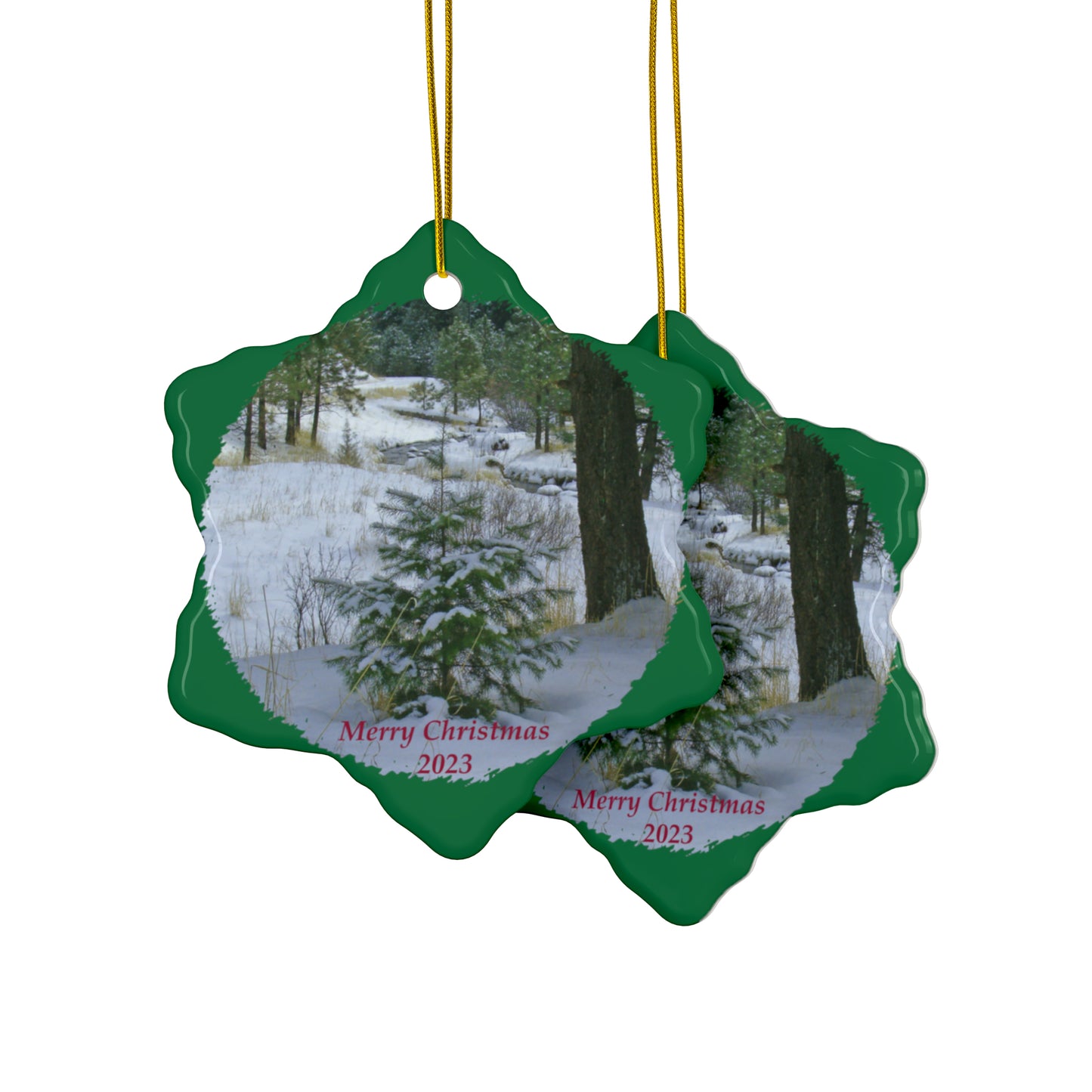 Christmas Tree Creek Merry Christmas 2023 Ceramic Ornaments