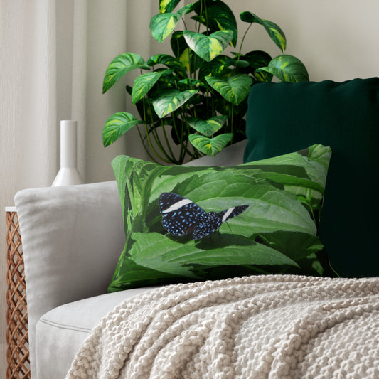Sapphire Butterfly Spun Polyester Lumbar Pillow