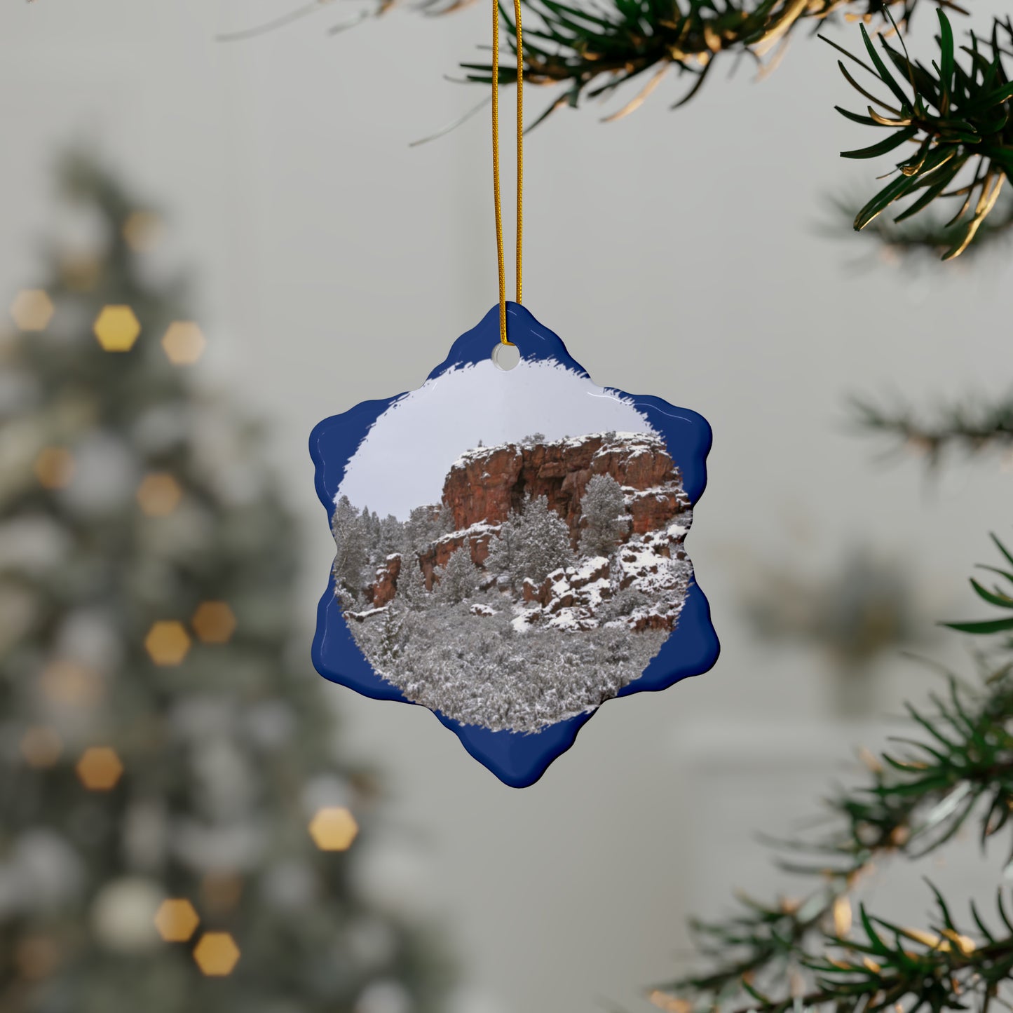 Winter Cliff Ceramic Ornaments