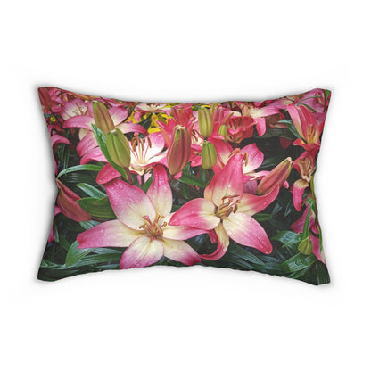 Lovely Lilies Spun Polyester Lumbar Pillow
