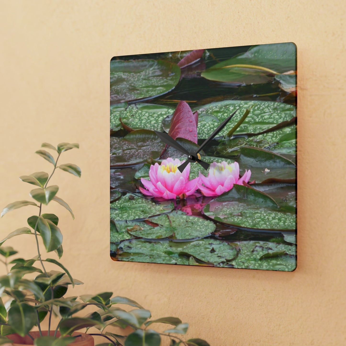 Water Lilies Acrylic Wall Clock
