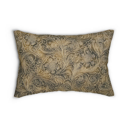 Western Leather Print Spun Polyester Lumbar Pillow