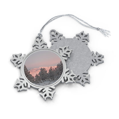 Winter Sunset Pewter Snowflake Ornament