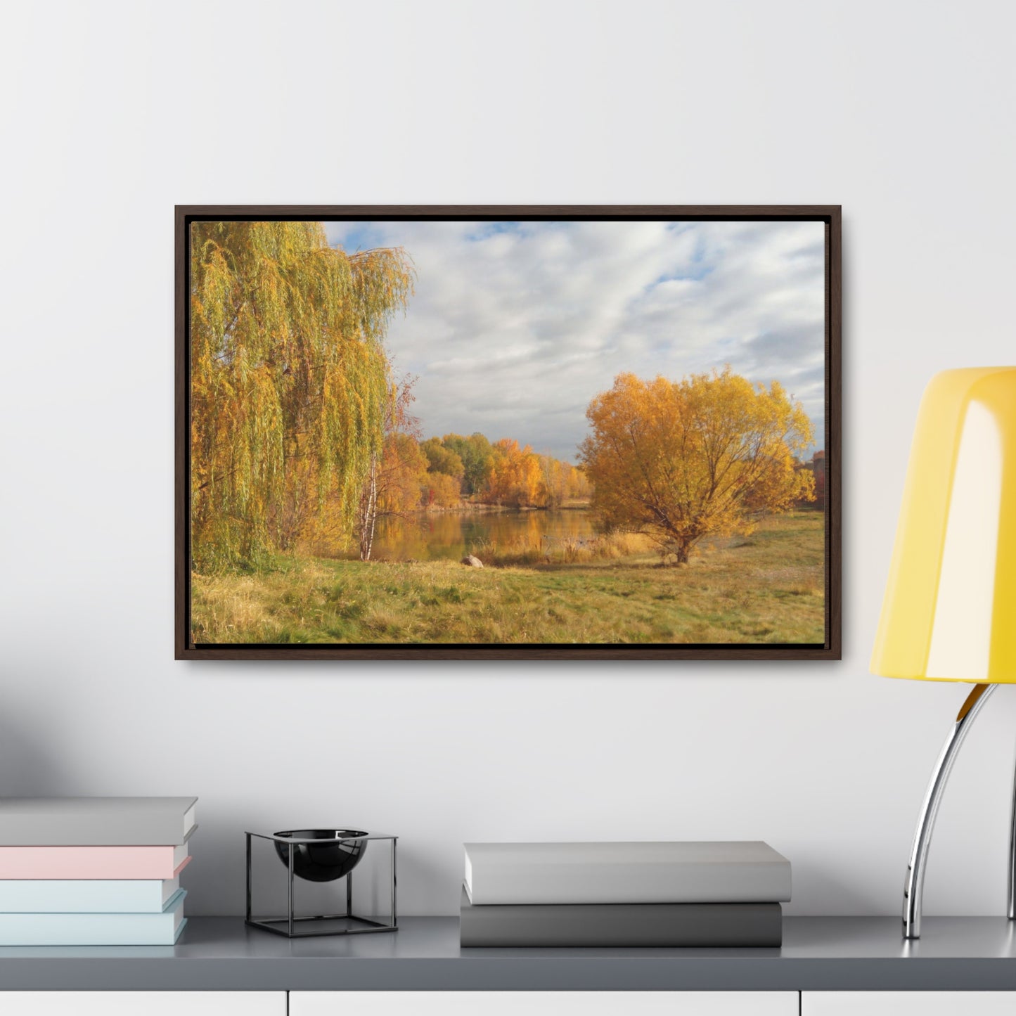 Golden Autumn Pond Gallery Canvas Wraps Framed