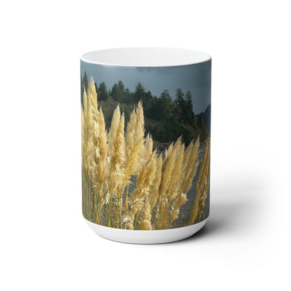 Golden Coastal Pampas Ceramic Mug 15oz