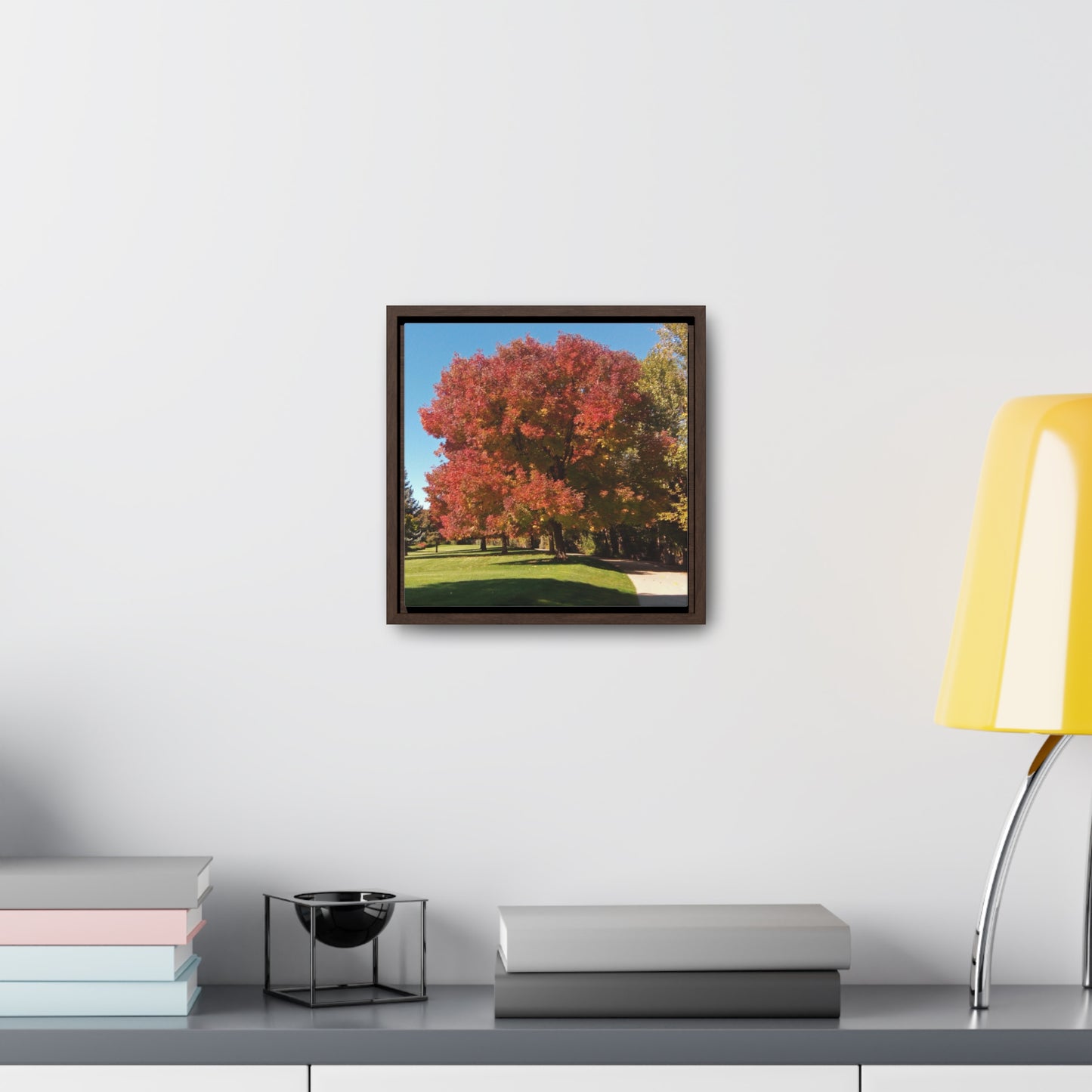 Autumn Tree Early Fall Gallery Canvas Wraps, Square Framed