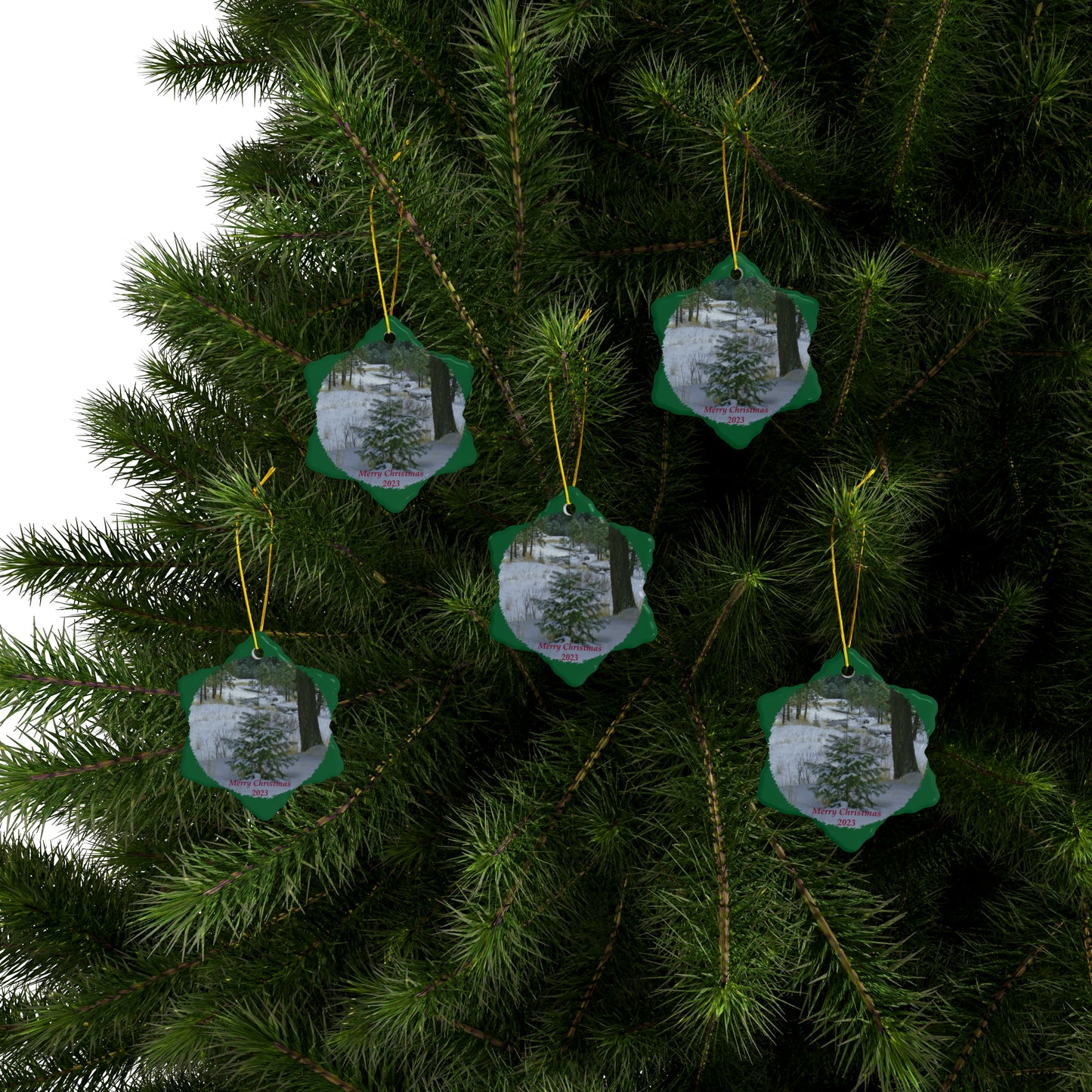 Christmas Tree Creek Merry Christmas 2023 Ceramic Ornaments