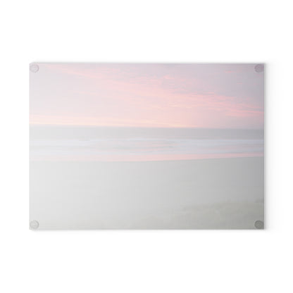 Pink Ocean Sunset Glass Cutting Board Hand Wash