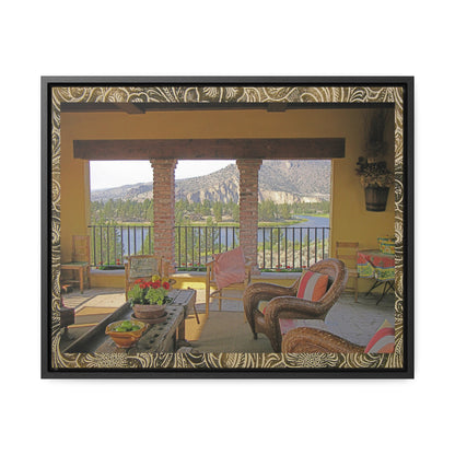 Oasis View with Leather Print Border Gallery Canvas Wraps Framed
