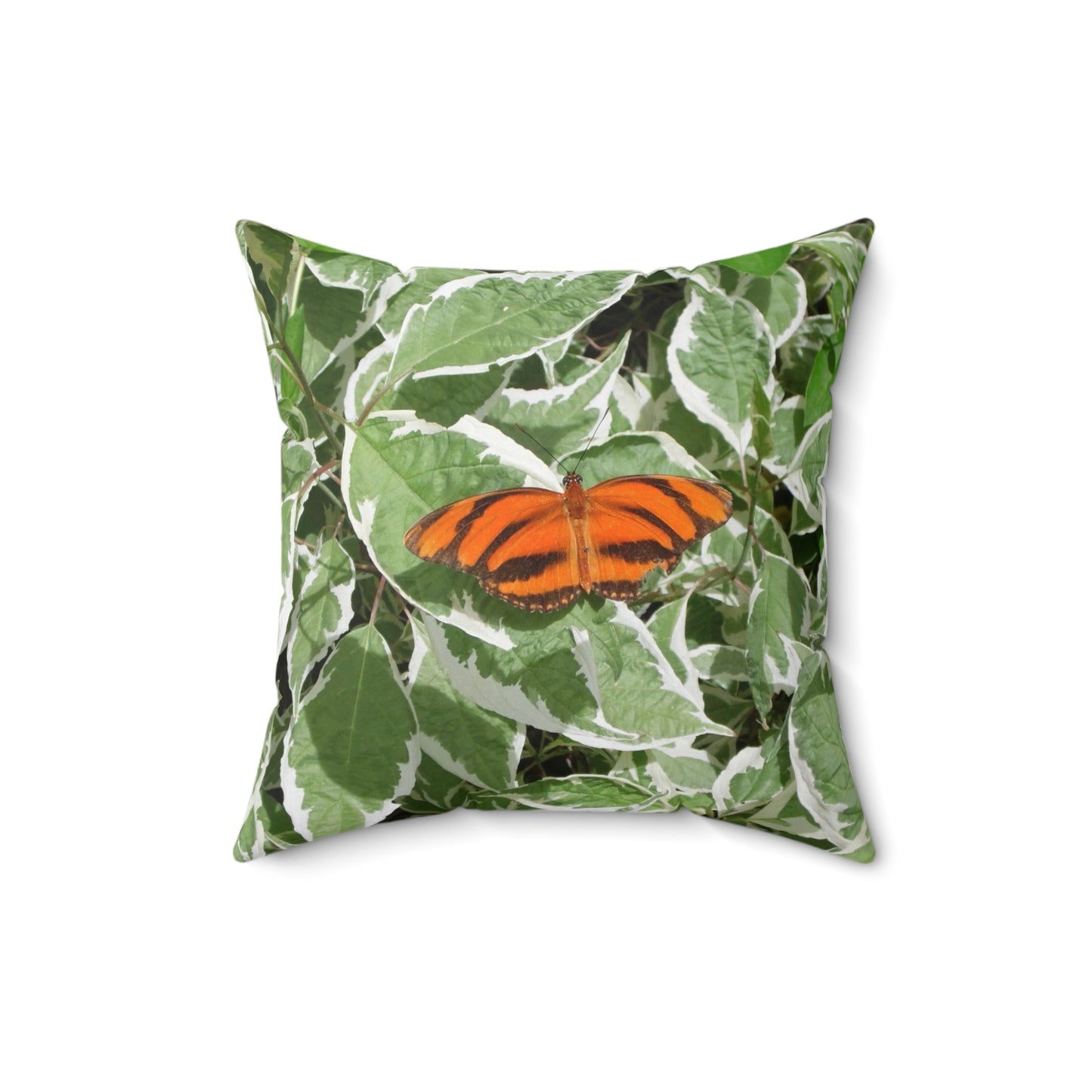 Leaves & Butterfly Spun Polyester Square Pillow