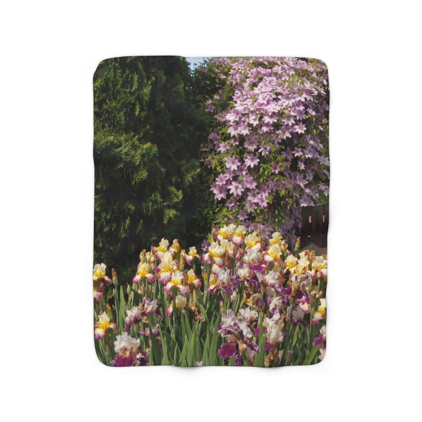 Sunny Iris Garden Sherpa Fleece Blanket