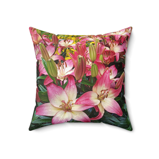 Lovely Lilies Spun Polyester Square Pillow