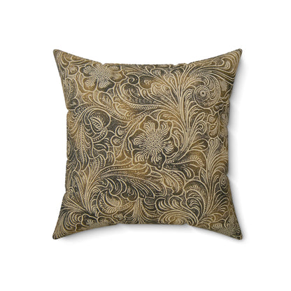 Western Leather Print Faux Suede Square Pillow