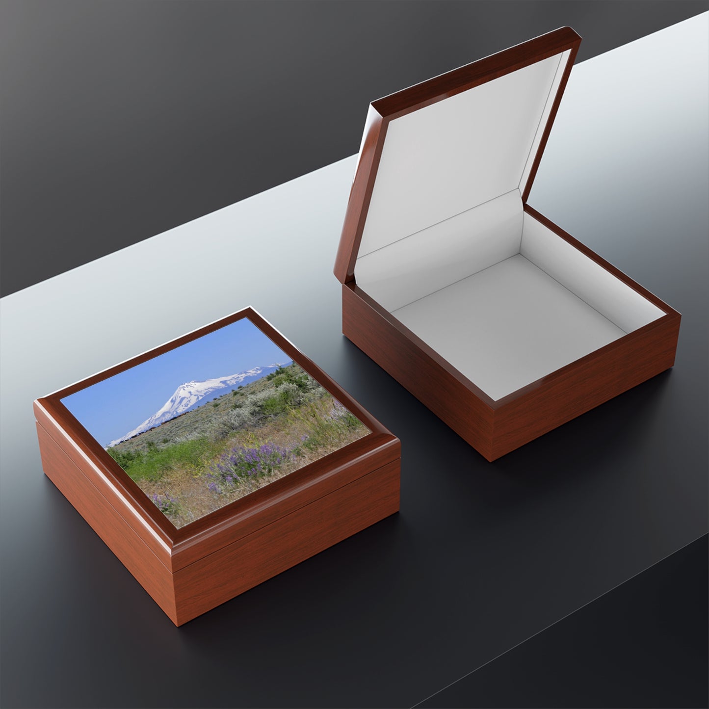 Lupine & Sage Mountain Jewelry Box ~ 7.24"