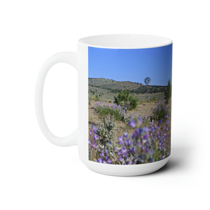 High Desert Lupine & Windmill Ceramic Mug 15oz