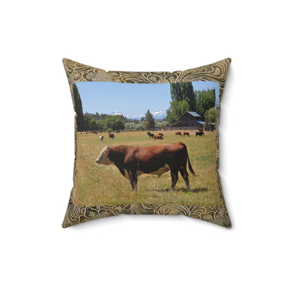 King Of The Pasture Spun Polyester Square Pillow